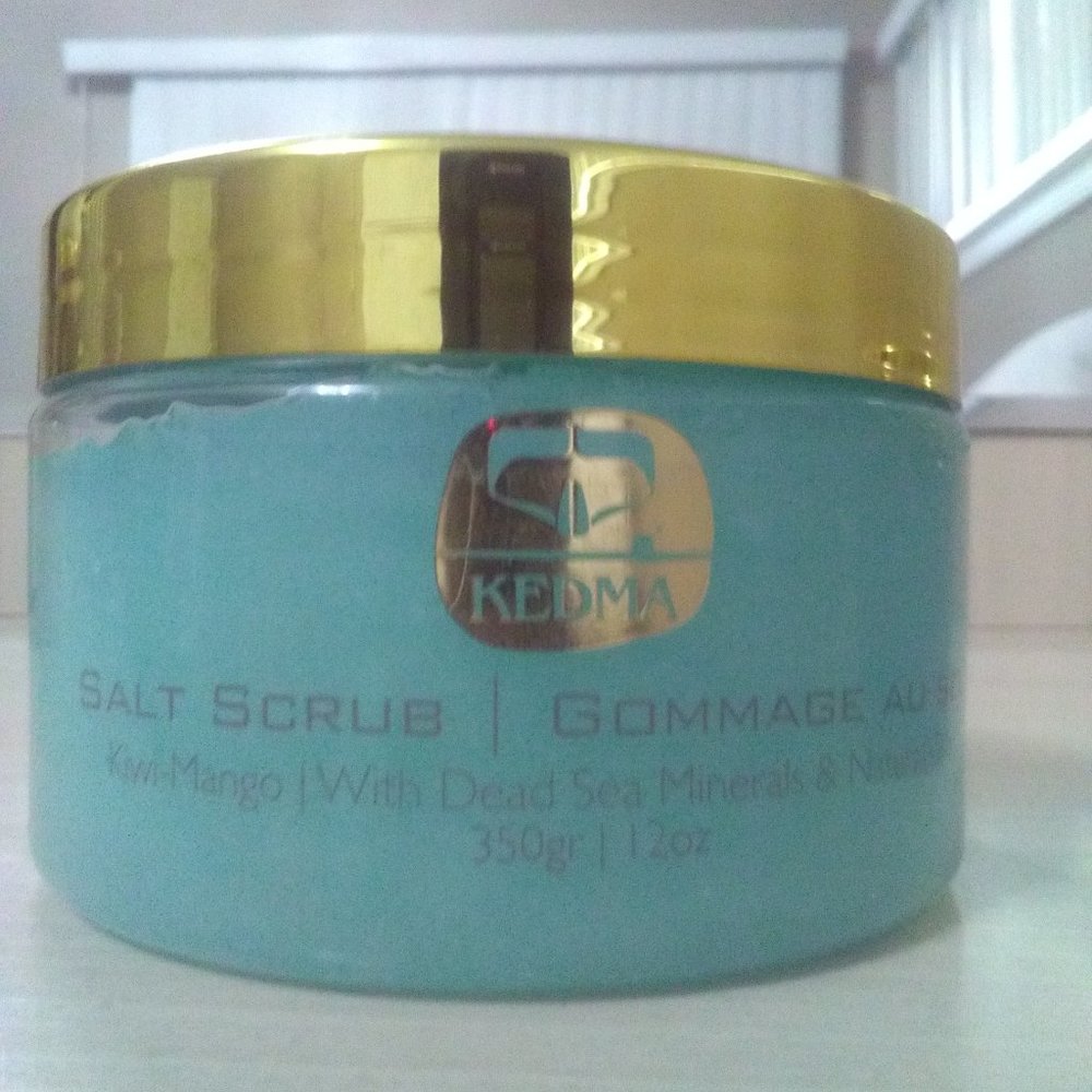 Kedma Salt Scrub-Dead Sea Minerals & Natural Oils-Kiwi-Mango-12 oz / 350 gr-NEW